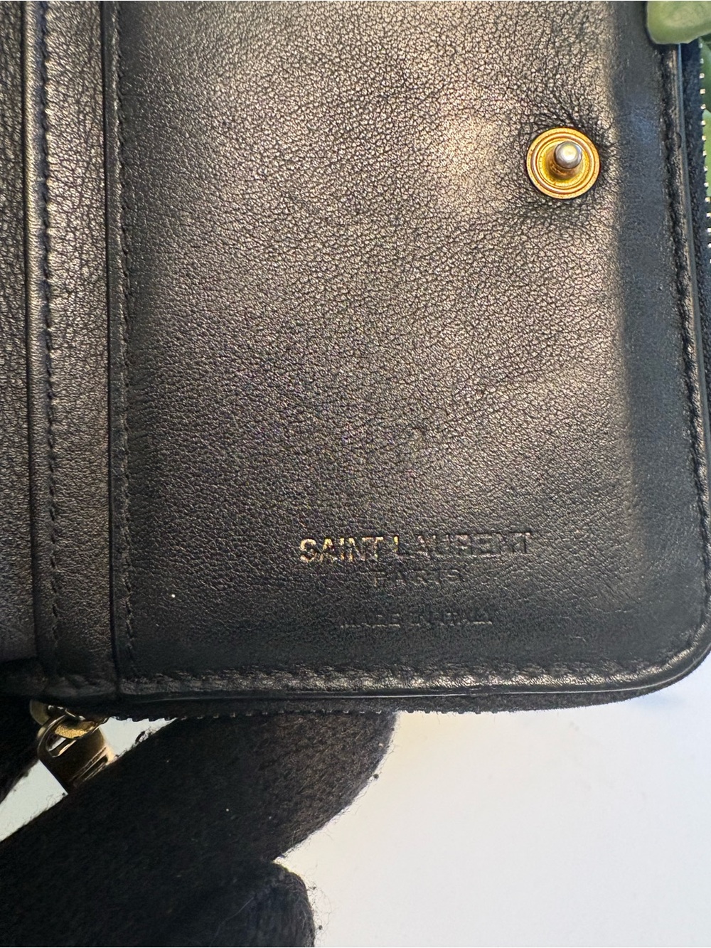 Saint Laurent Black Leather Wallet with Gold YSL Emblem - Picture 5 of 10